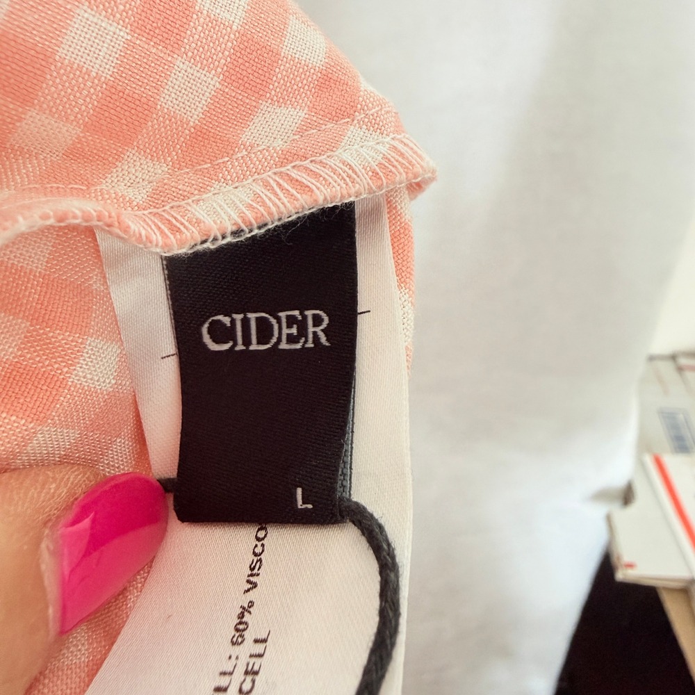 Cider Pink Gingham Halter Mini Dress Ruffle Fit Flare Viscose NWT Large Coquette - Picture 4 of 8